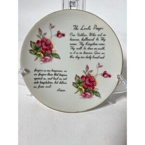 Vintage Decorative Plate With The Lords Prayer & Floral Design